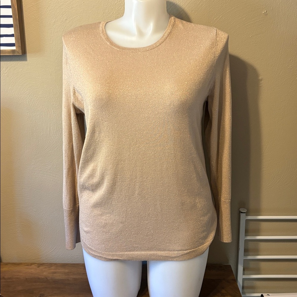 JM Collection Sparkling Gold Knit Top